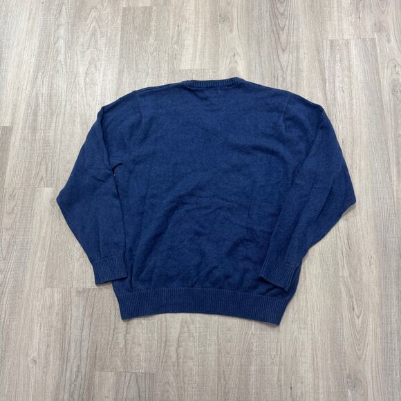 LL Bean Sweater Men's Large Blue Pullover Cashmere Blend Preppy V-Neck Office - Picture 6 of 7